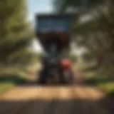 A portable loading chute set up in an agricultural setting