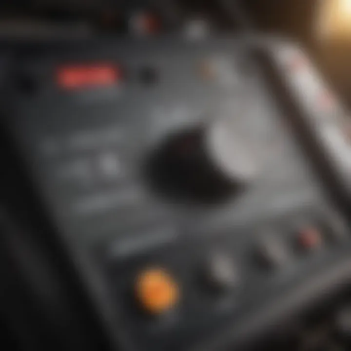 Close-up of the heater's control panel and safety features