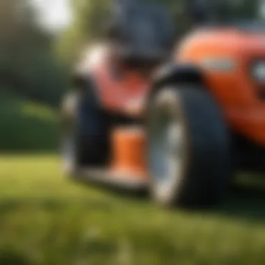 Close-up of advanced mower technology features