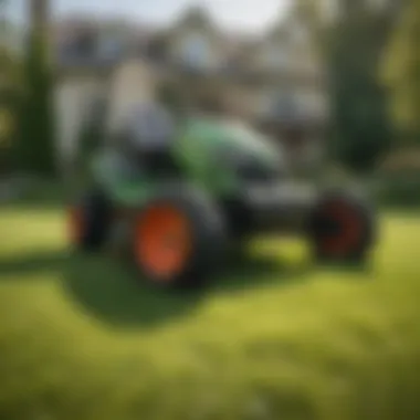 Efficiency in Motion: Propane Mowers on the Lawn A close-up view of a propane powered zero turn mower in action on a lush green lawn