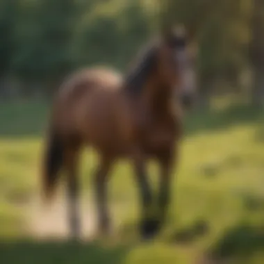 Healthy horse in a lush pasture