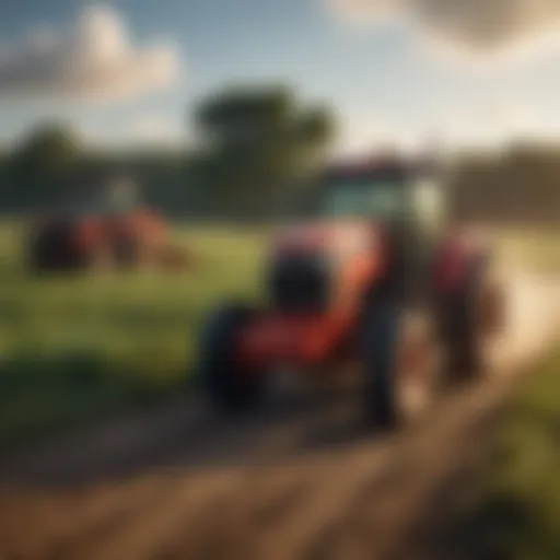 Tractor with bush hog in a field