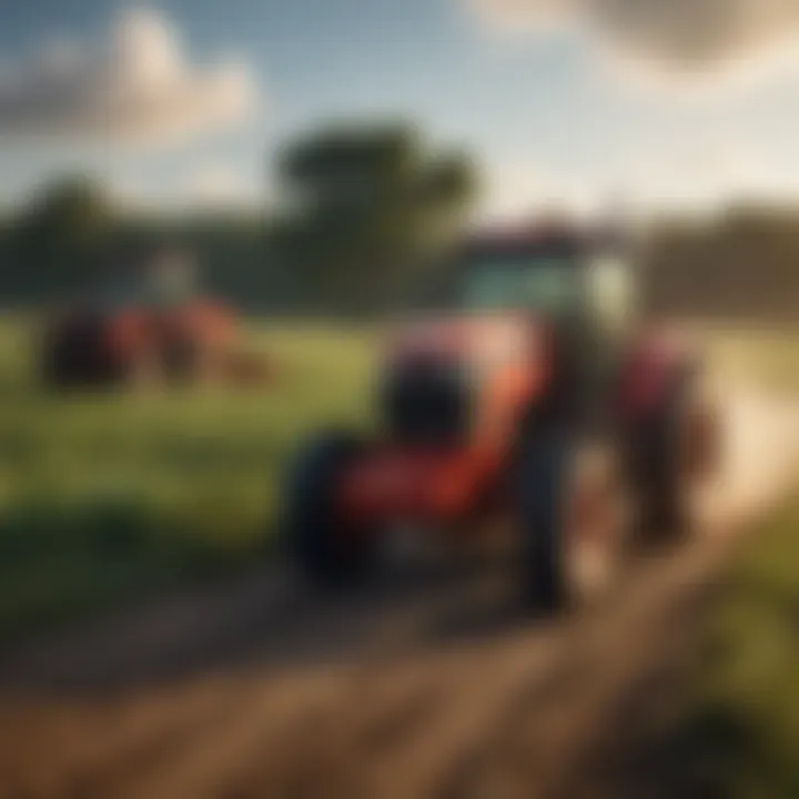 Tractor with bush hog in a field