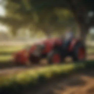 Effective Operation of Tractor and Bush Hog Farmer operating tractor with bush hog