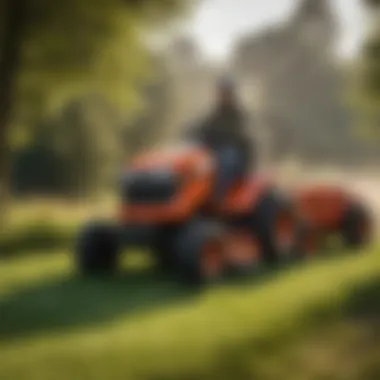 Maneuverability of Riding Mowers Demonstrated A user comfortably maneuvering a riding mower around obstacles