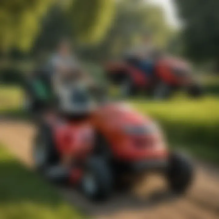 A side-by-side comparison of various riding mowers