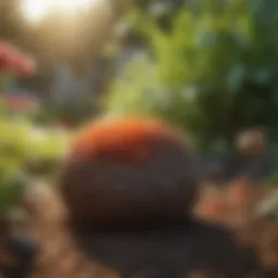 Scotts fertilizer granules in a garden setting