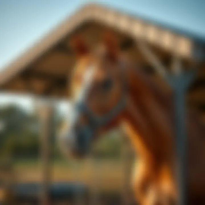 Durable ShelterLogic horse canopy showcasing its robust structure