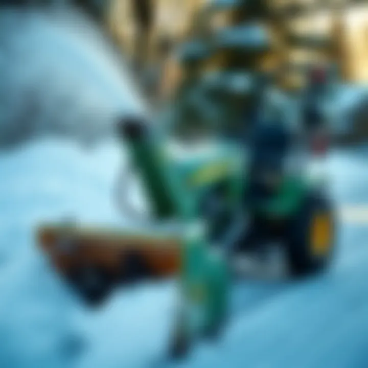 Snow blower attachment in action clearing a driveway