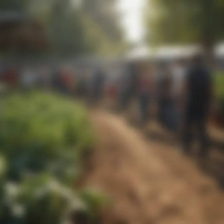 A community gathering at an urban farm