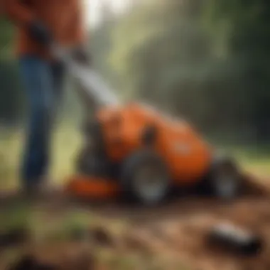 Stihl shredder vac in action clearing debris