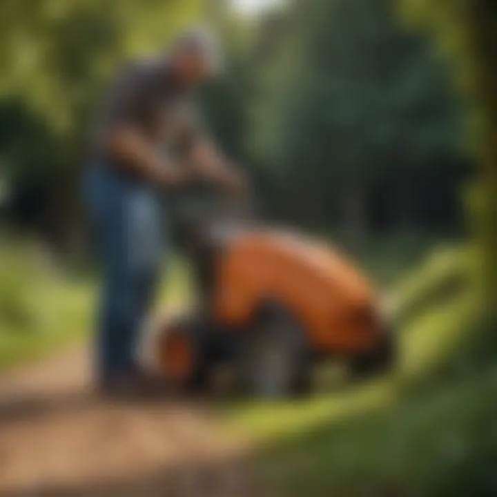 User comfortably operating a Stihl shredder vac