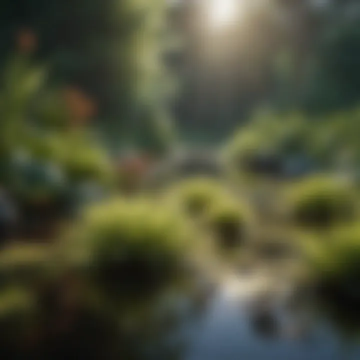 Aquatic plants contributing to pond ecosystem health