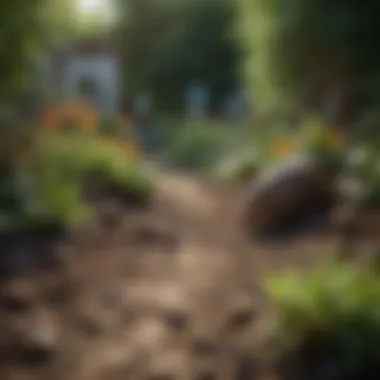 Various natural deterrents placed around a garden.