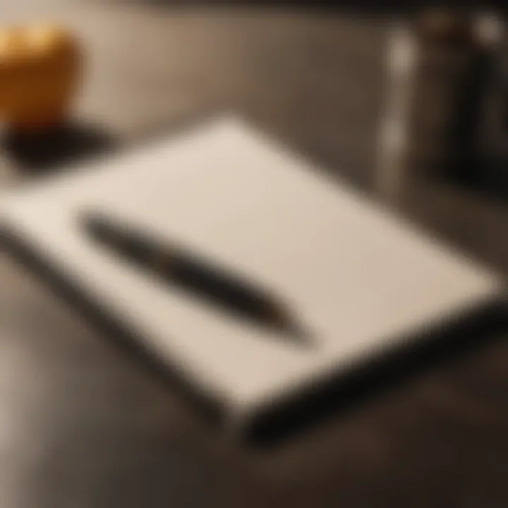 A stylish notepad and pen set ideal for office use and organization.