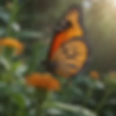 A close-up of pesticide-free plants thriving in a natural habitat, emphasizing safe environments for butterflies.