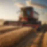 Modern wheat harvesting machinery in action