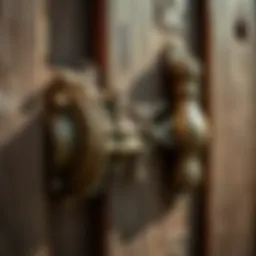 Intricate design of a rustic barn door latch