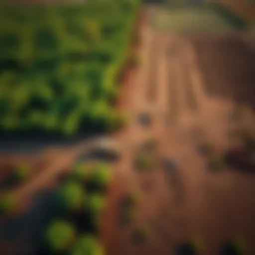 Aerial view of contaminated farmland