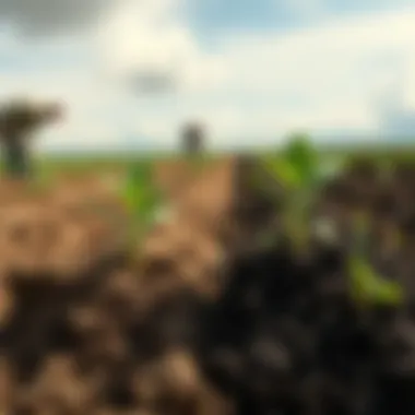 Healthy soil contrasted with polluted soil