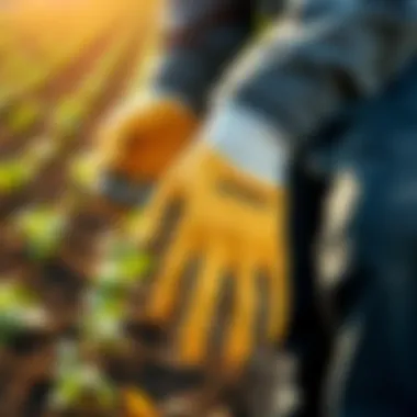 Nitrile gloves being used in an agricultural setting