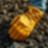 Heavy duty nitrile gloves showcased on a rugged surface