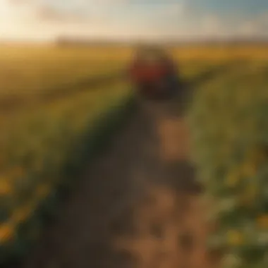 Bountiful Harvest A flourishing agricultural field with diverse crops, highlighting the importance of bees in food production.