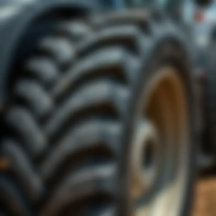 Close-up of wide tire tread design