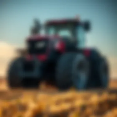 Wide tires on a tractor operating in a field