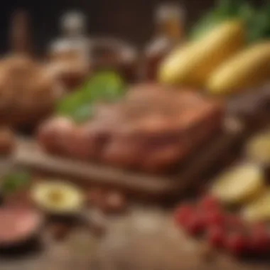 Vital Proteins and Fats for Well-Being Selection of lean proteins and healthy fats arranged aesthetically