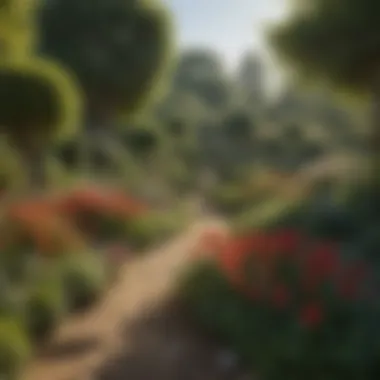 Landscape of a thriving horticultural garden influenced by Mitchell's methods