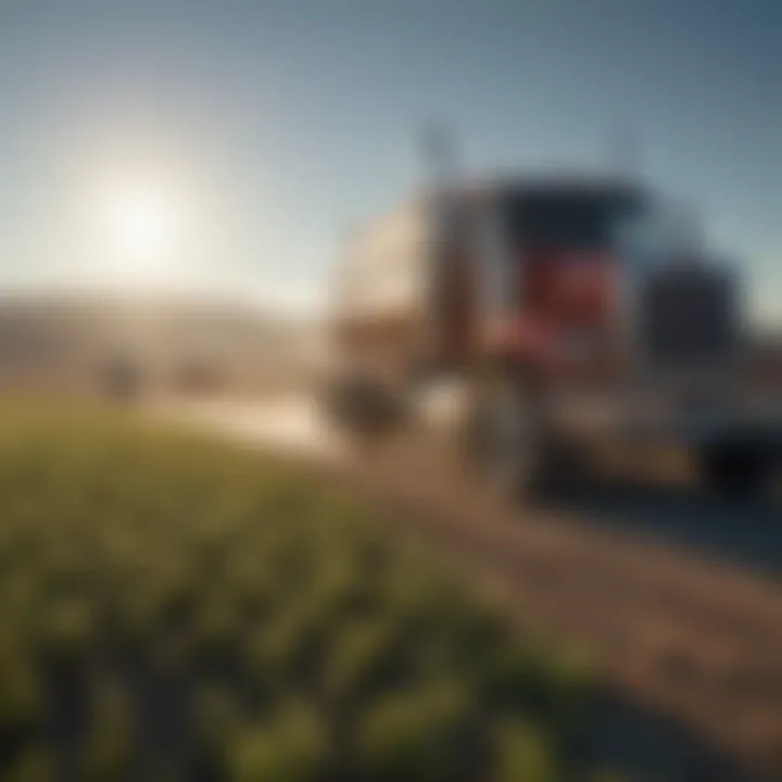 Sustainable practices in agriculture facilitated by trucks near Yellowstone