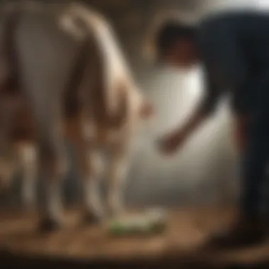 Farmer applying Bag Balm to a cow's udder