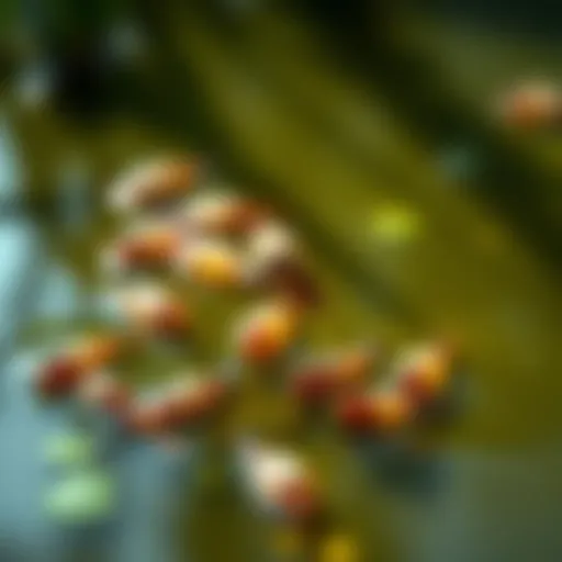 Mosquito larvae in a serene pond