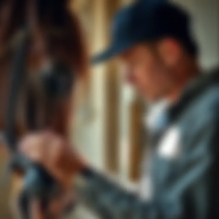 Trainer Applying Supplements for Equine Well-being Horse trainer applying calm supplements