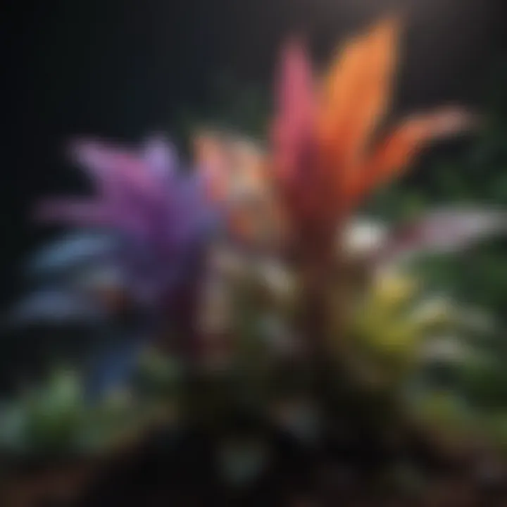 Visual representation of plants thriving under UV light.