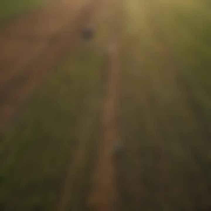 Aerial view of irrigated farmland showcasing diverse crops