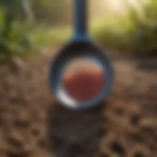 Tiny plastic scoop in agricultural setting