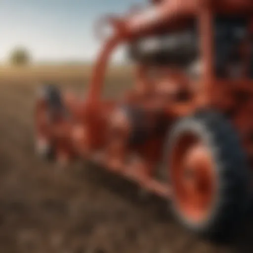 Detailed view of a three point rototiller showcasing its intricate design and components