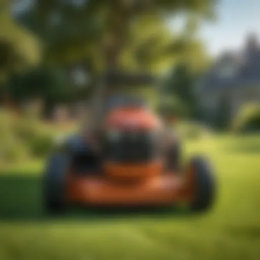A top-rated lawn mower on a lush green lawn