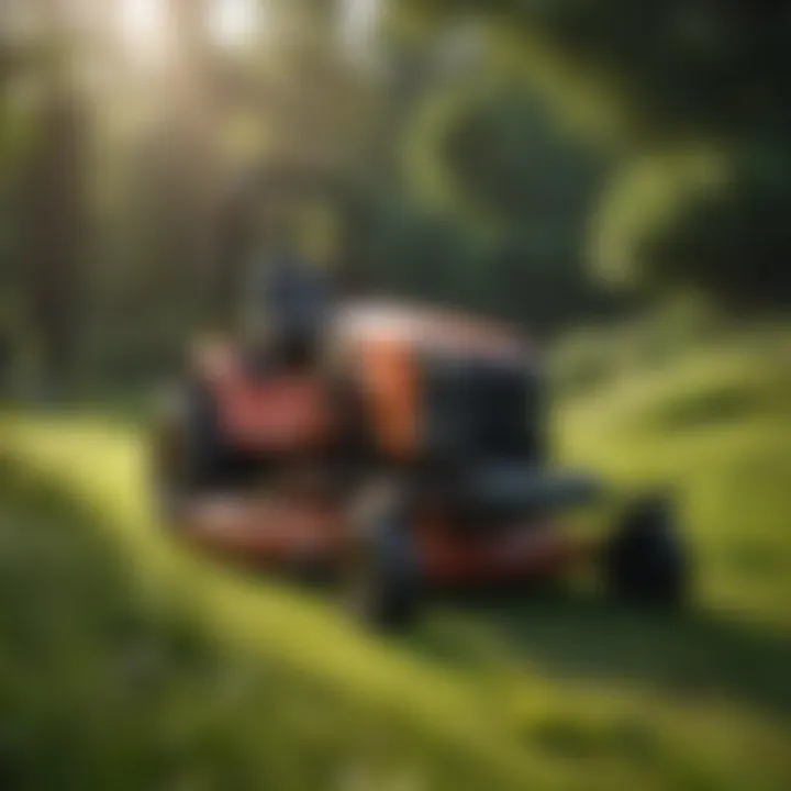 Lawn mower operating on uneven terrain