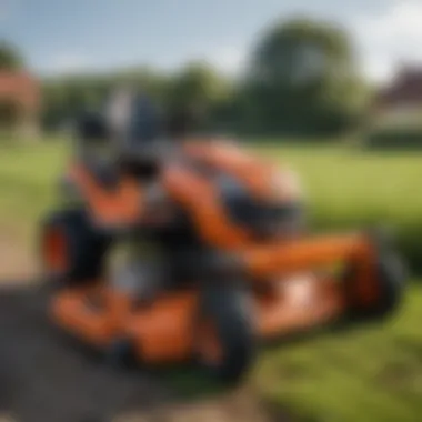 Innovative Technology in Tracked Lawnmowers Close-up of advanced tracked lawnmower technology and controls