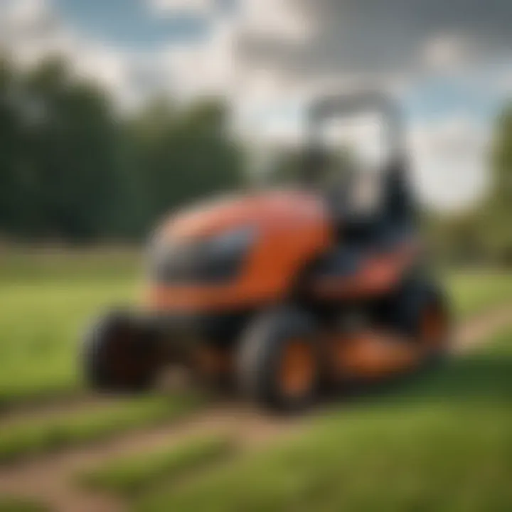 Maintenance routine for a tracked lawnmower showcasing easy access