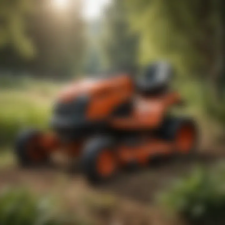 Tracked lawnmower navigating through dense vegetation