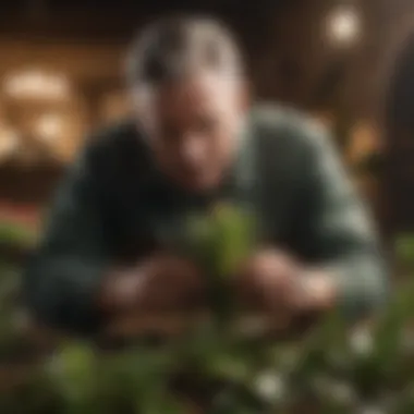 Trimming Technique in Action A gardener carefully trimming a Christmas cactus