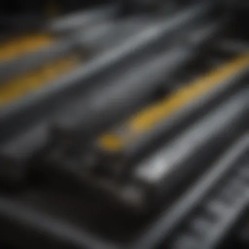 Detailed view of truck tool box slide rails showing their construction and design