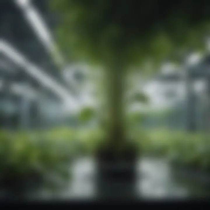 A close-up of healthy plants thriving in an undercurrent hydroponics system