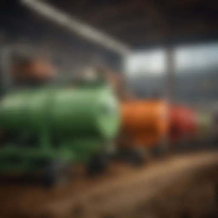 A diverse range of ag hoppers available for purchase in a marketplace.