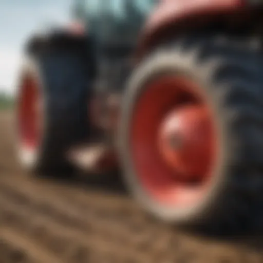 A close-up view of a heavy-duty agricultural field roller on a farm.