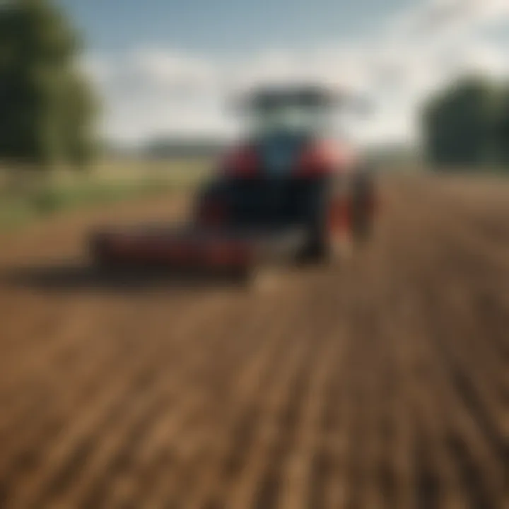 A field being prepared with an agricultural roller for optimal soil conditions.